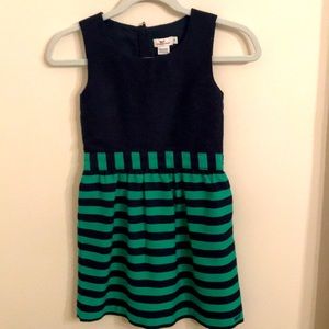 Vineyard Vines girls navy and green party dress.